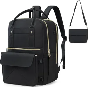 Backpack for Women, 15.6 Inch Laptop Travel Backpack Bag with USB Port, Work Business Nurse Teacher Bag College Bookbag for School, Casual Daypack for Travel, Black