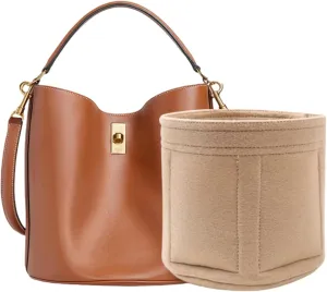 Bag Organizer for Celine Bucket 16 Bag |Handmade Custom Bag Insert|2mm Felt Bag Liner|Women Handbag Shaper (Beige, Style A)