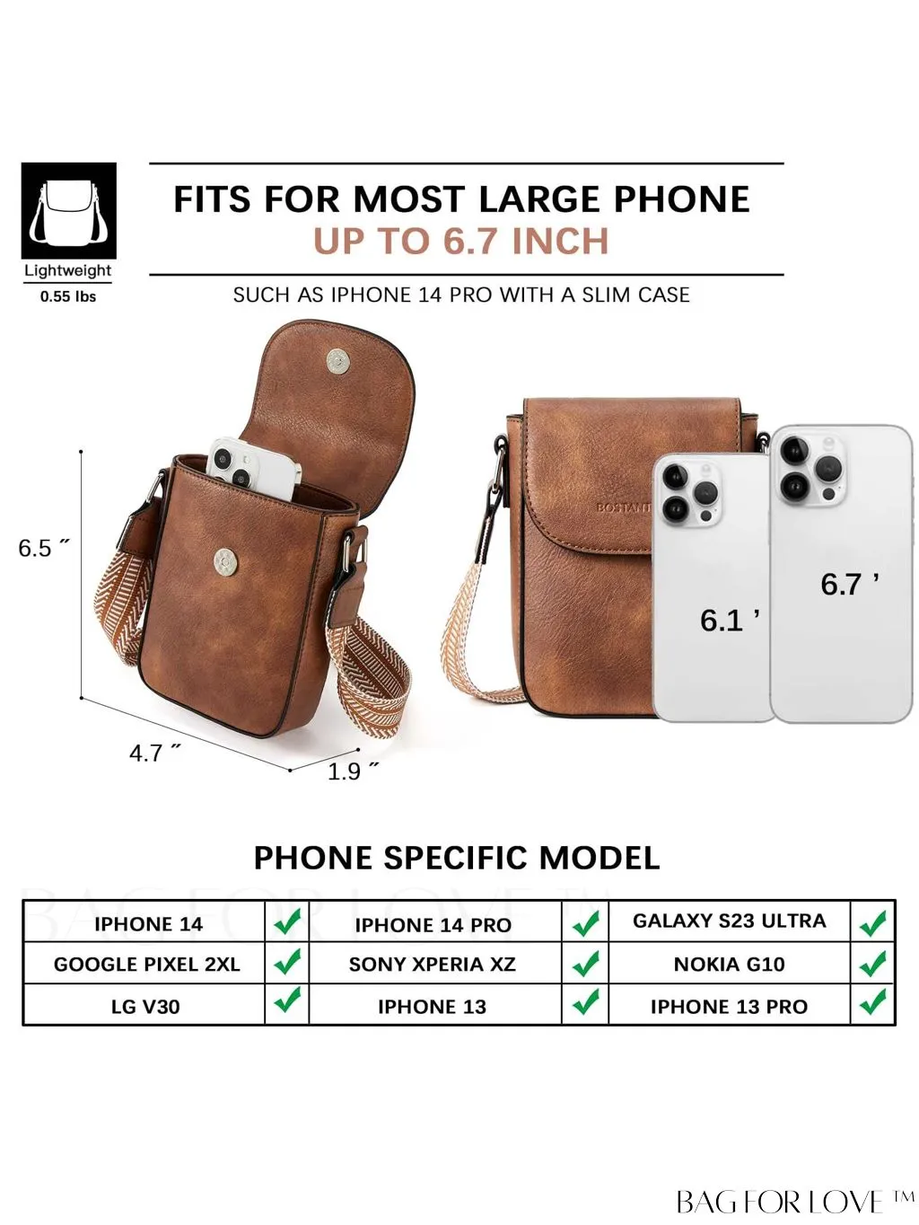 BagForLove - Stylish BOSTANTEN Womens Crossbody Bags - Versatile Leather Phone Wallets with Adjustable Strap