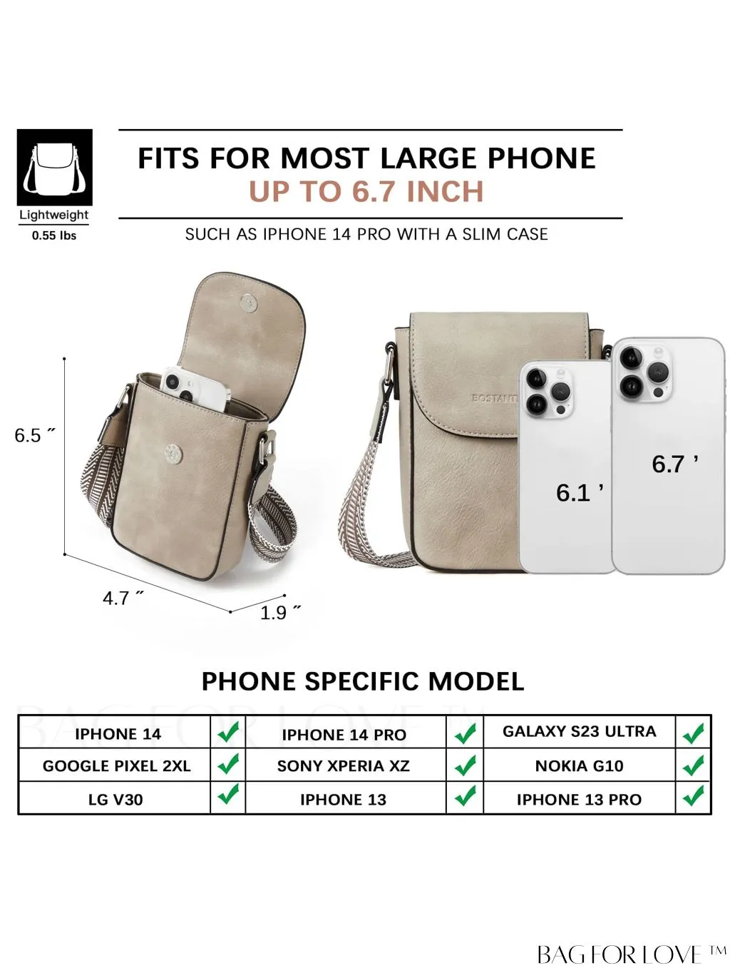 BagForLove - Stylish BOSTANTEN Womens Crossbody Bags - Versatile Leather Phone Wallets with Adjustable Strap