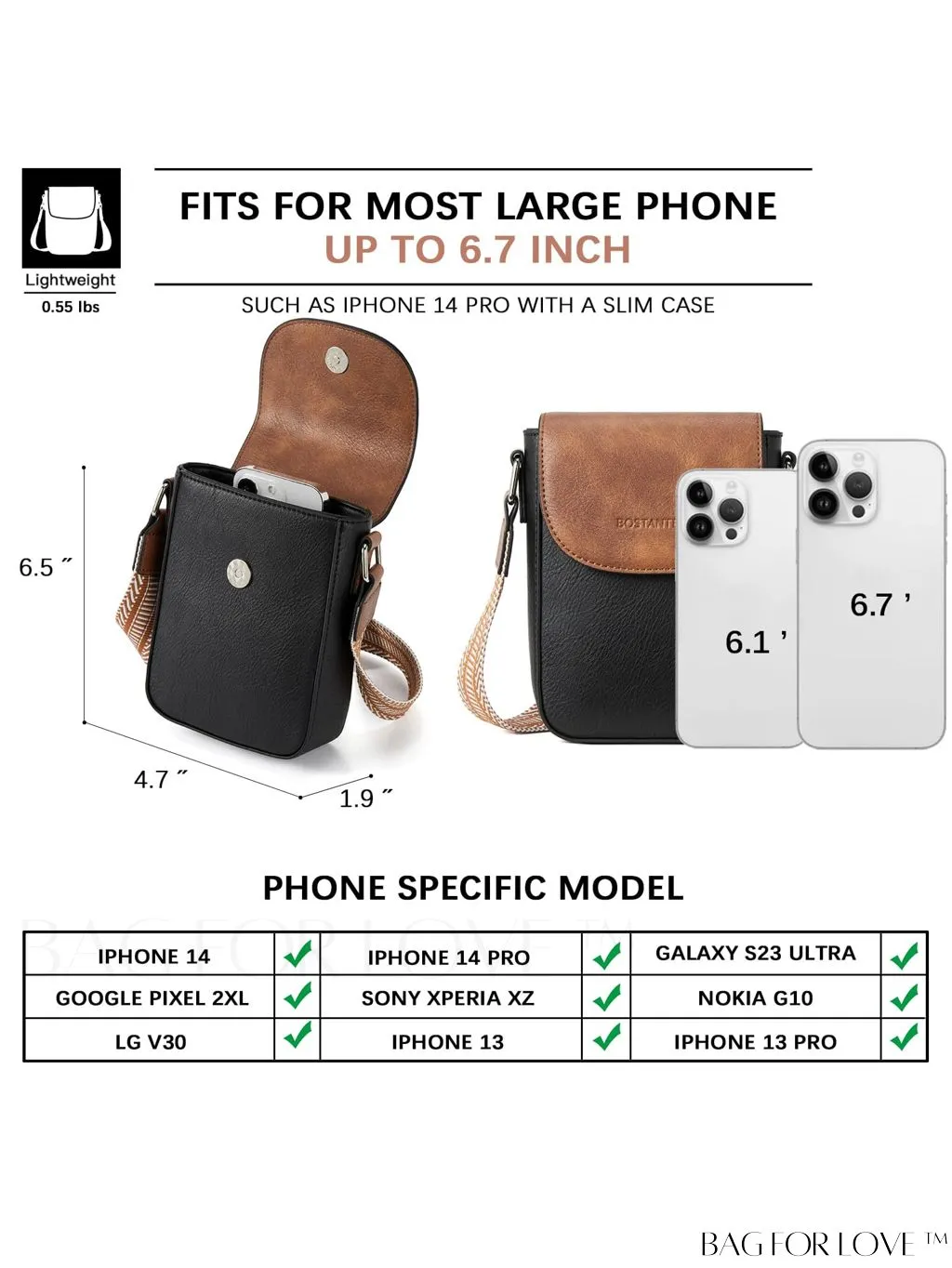 BagForLove - Stylish BOSTANTEN Womens Crossbody Bags - Versatile Leather Phone Wallets with Adjustable Strap