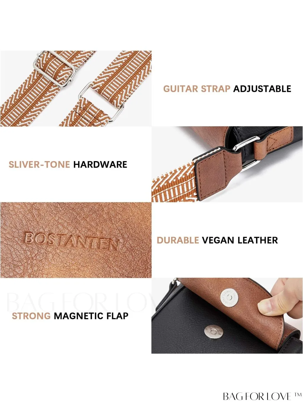 BagForLove - Stylish BOSTANTEN Womens Crossbody Bags - Versatile Leather Phone Wallets with Adjustable Strap