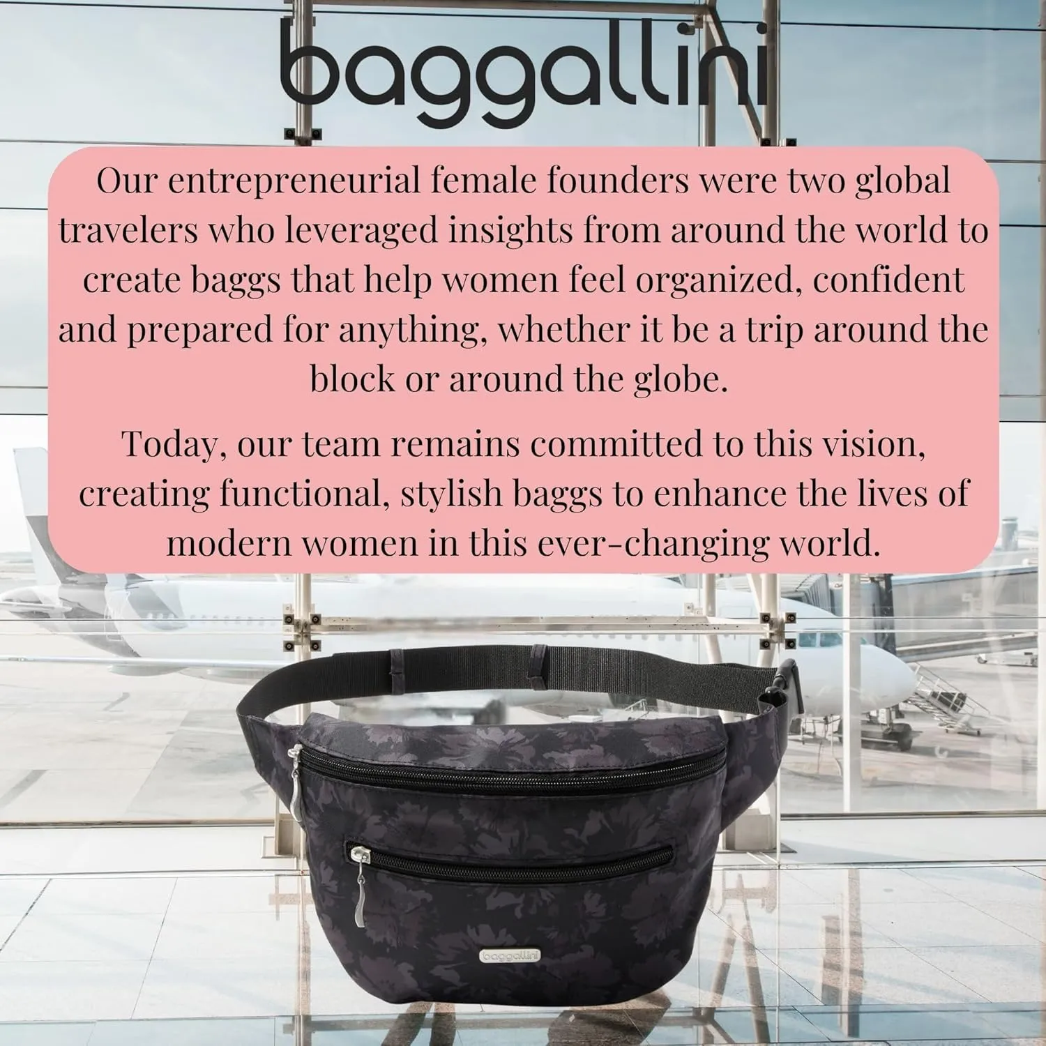 Baggallini Essential Belt Bag-9x6 Crossbody Fanny Waist Pack W/RFID & Adjustable Strap