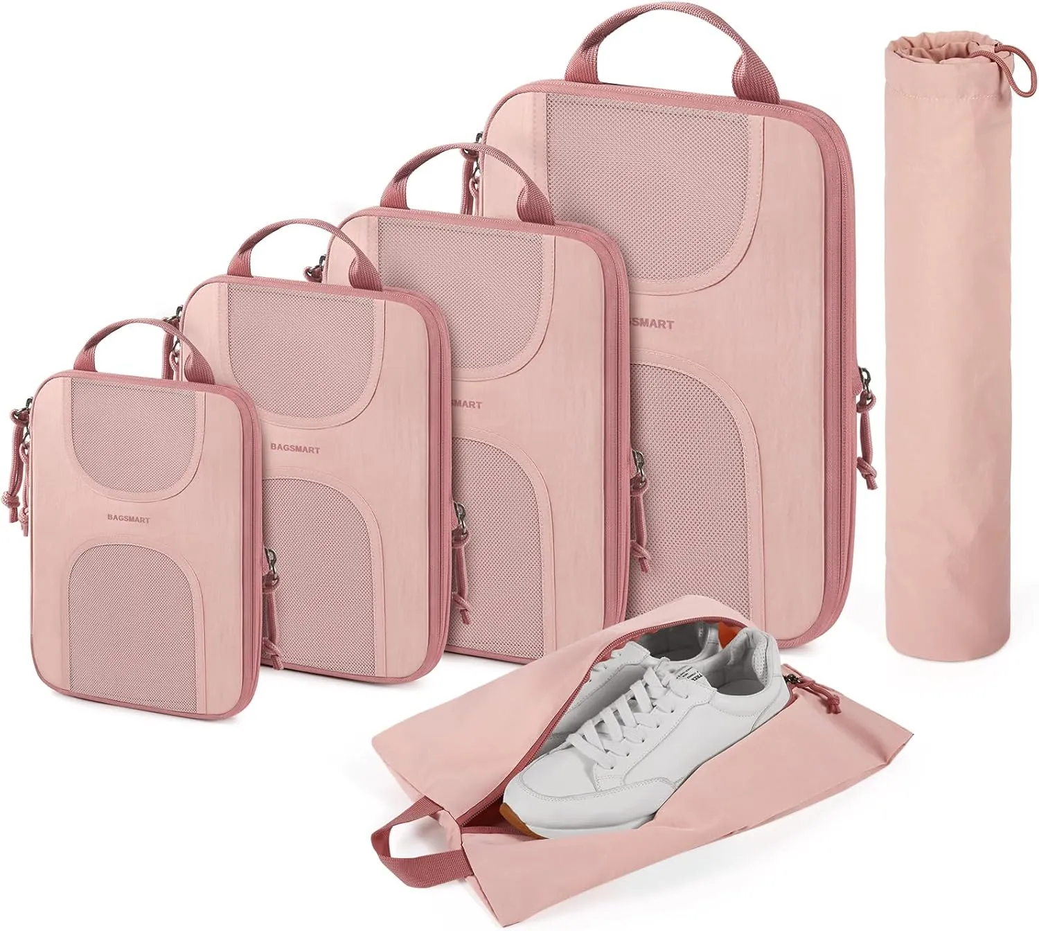 BAGSMART 6 Set Packing Cubes for Suitcases, Lightweight Suitcase Organizers & Compression Travel Cubes