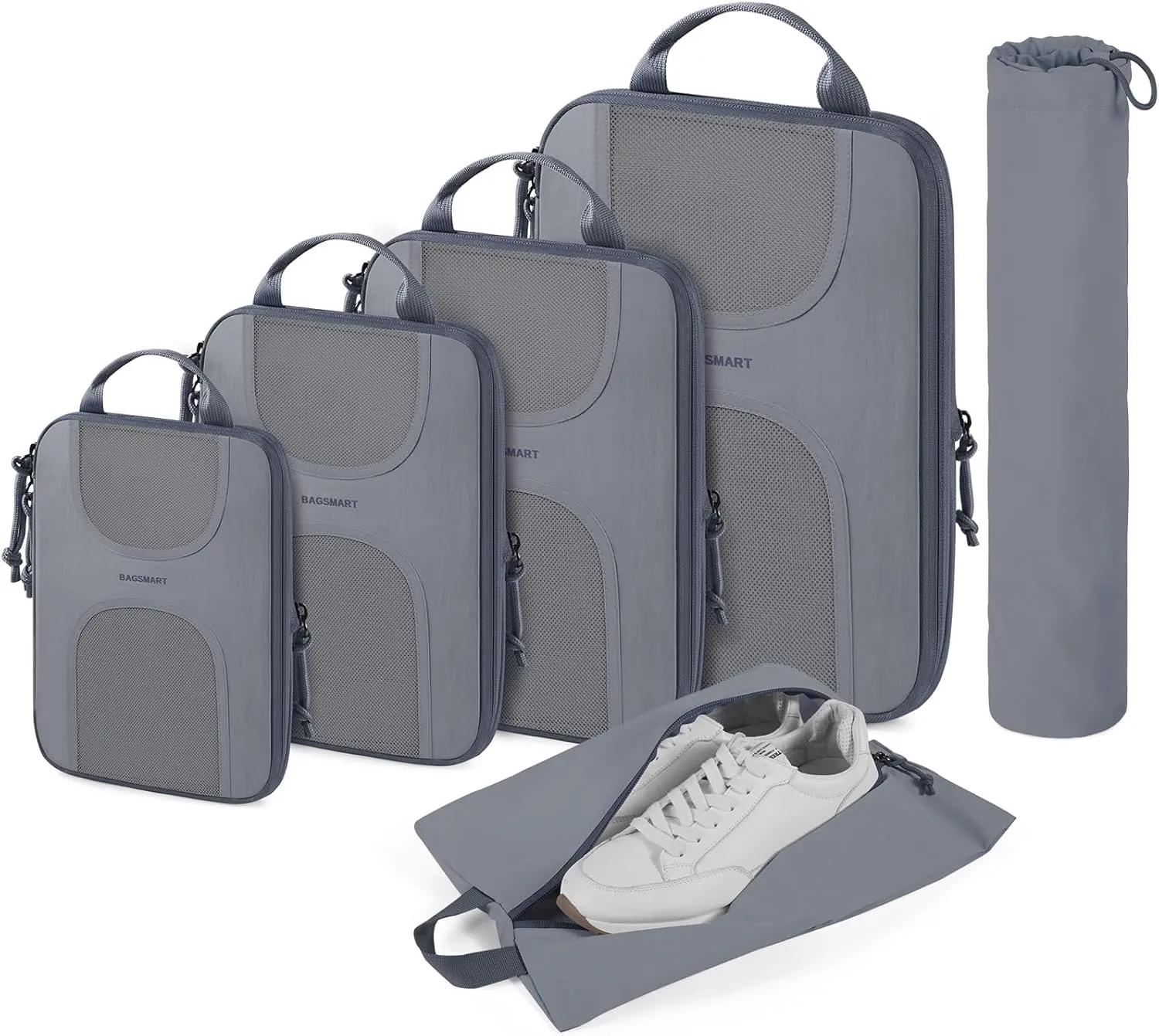 BAGSMART 6 Set Packing Cubes for Suitcases, Lightweight Suitcase Organizers & Compression Travel Cubes