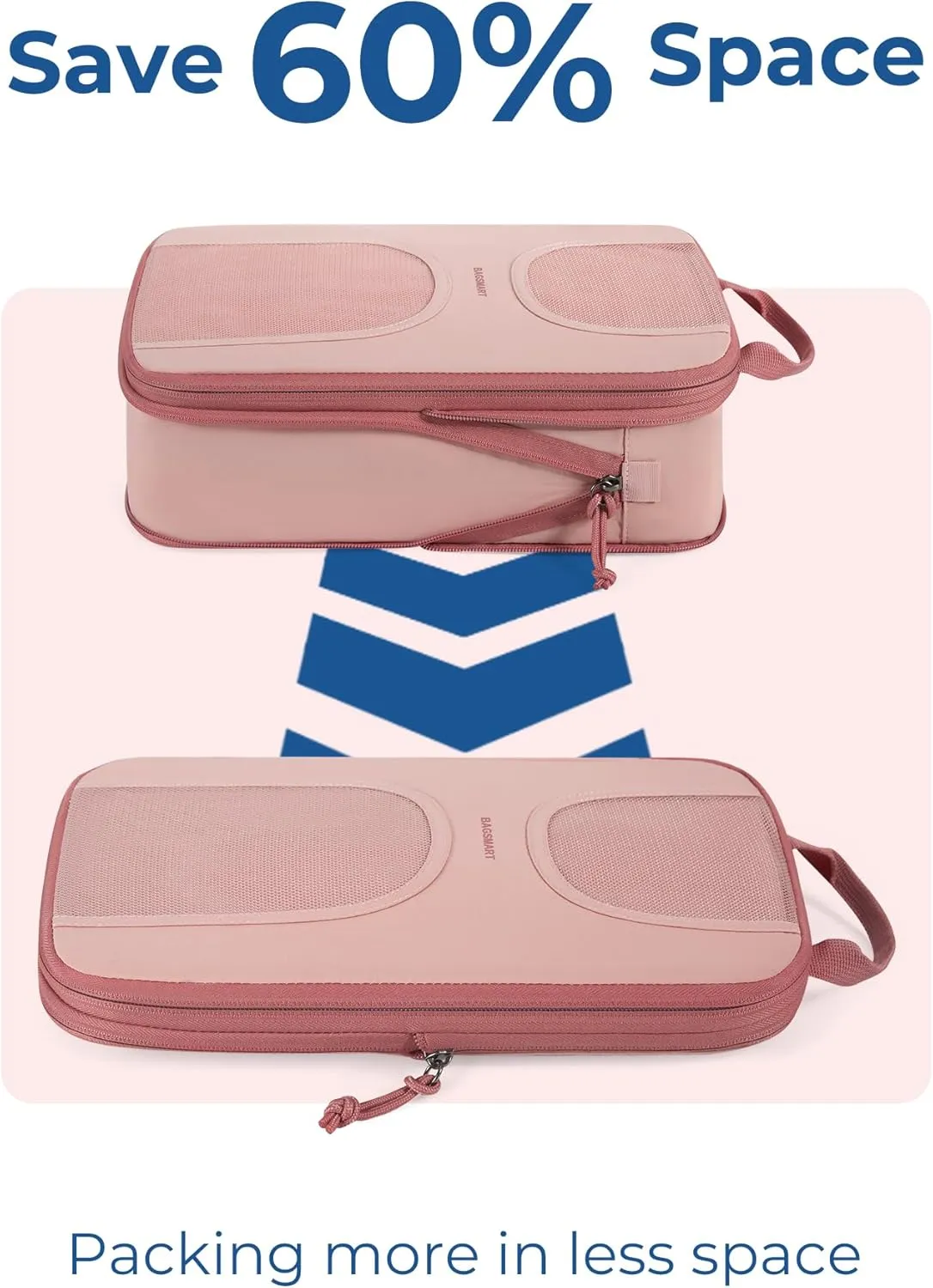 BAGSMART 6 Set Packing Cubes for Suitcases, Lightweight Suitcase Organizers & Compression Travel Cubes