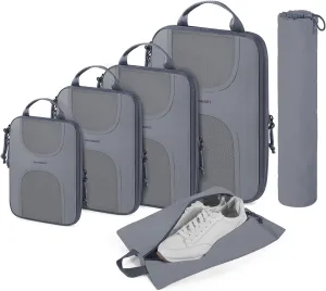 BAGSMART 6 Set Packing Cubes for Suitcases, Lightweight Suitcase Organizers & Compression Travel Cubes