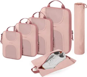 BAGSMART 6 Set Packing Cubes for Suitcases, Lightweight Suitcase Organizers & Compression Travel Cubes