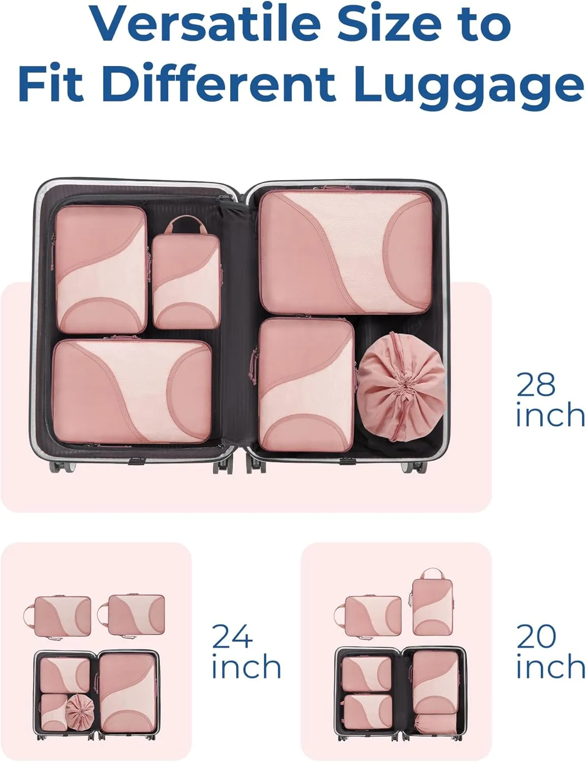 BAGSMART Compression Packing Cubes - 6 Set Travel Packing Cubes for Suitcases, Compression Suitcase Organizers with Shoe Bag