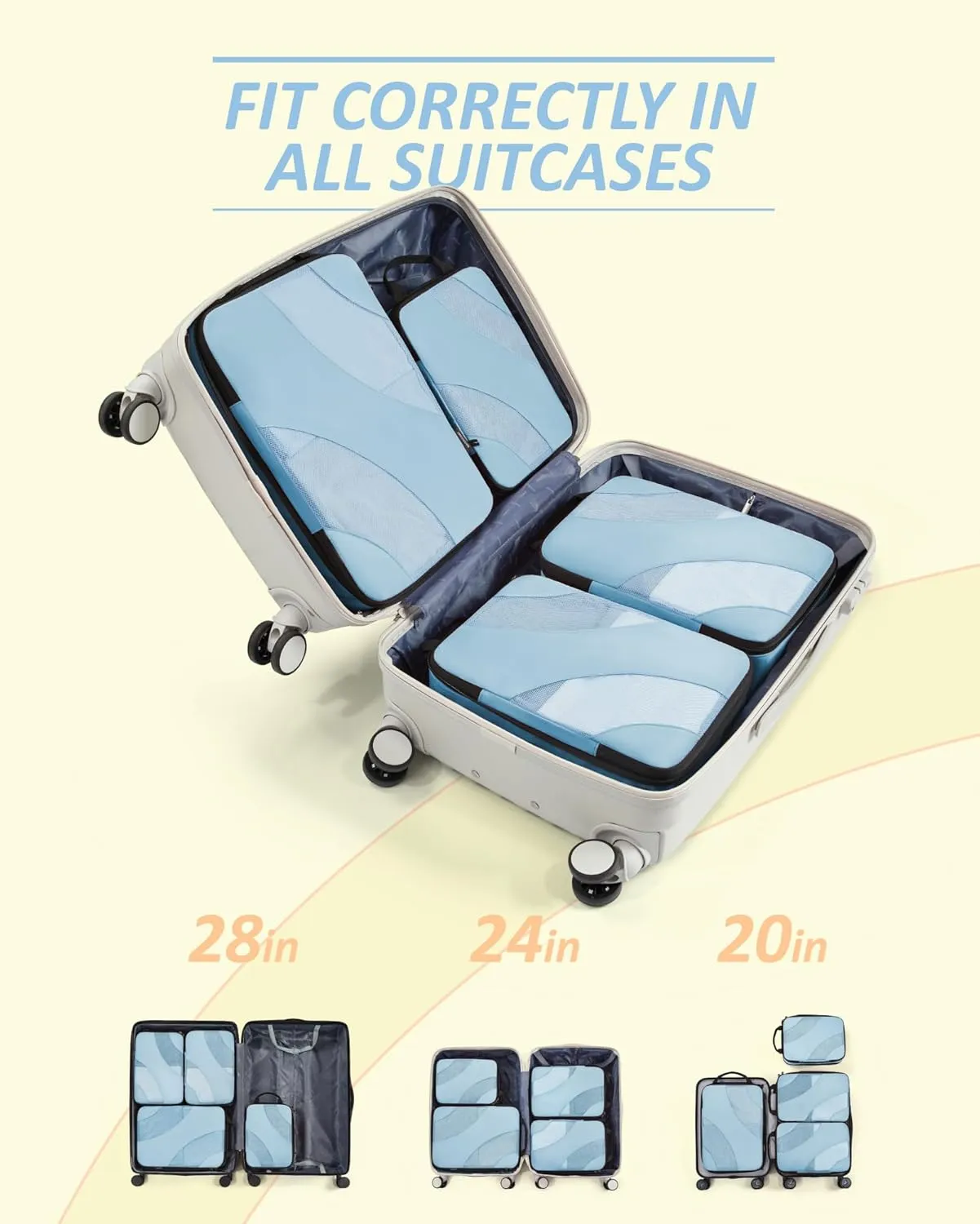 BAGSMART Compression Packing Cubes, 6 Set/4 Set/2 Set Travel Packing Cubes for Carry on Suitcases, Compression Suitcase Organizers Bag Set & Travel Cubes for Luggage, Lightweight Packing Organizers