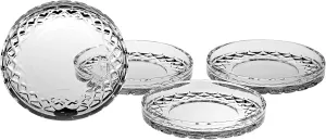 Barski European Crafted Cut Crystal Coasters, 4.25" Diameter, Manufactured in Europe, Set of 4
