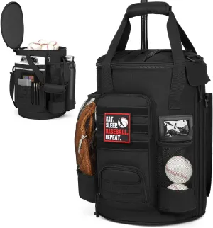 Baseball Bucket Bag 6 Gallon Bucket Cover Organizer w/Padded Seat tactical Softball Coaches Bag for Balls, Bat, Gloves, Scoreboards