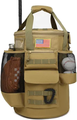 Baseball Bucket Bag 6 Gallon Tactical Baseball Coaches Bag Softball Bucket Cover Organizer with Padded Seat for Balls, Bat, Gloves, Scoreboards