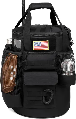 Baseball Bucket Bag 6 Gallon Tactical Baseball Coaches Bag Softball Bucket Cover Organizer with Padded Seat for Balls, Bat, Gloves, Scoreboards
