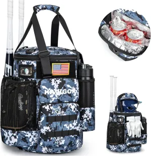Baseball Bucket Bag, Softball Coaches Bag with Padded Seat, Bucket Cover with Insulated Pocket and Hidden Helmet Holder