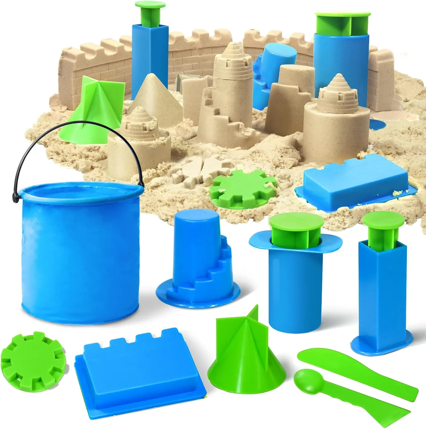 Beach Toys-Sand Brick Maker and Castle Set Compatible with Kinetic Sand.Sand Castle Making Tools (Castle)