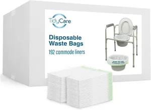 Bedside Commode Liners for Portable Toilet Chair Bucket and Bedpan | Value Pack of 192 Disposable Waste Bags for Adults in Medical Care | Universal Fit Portable Toilet Liners