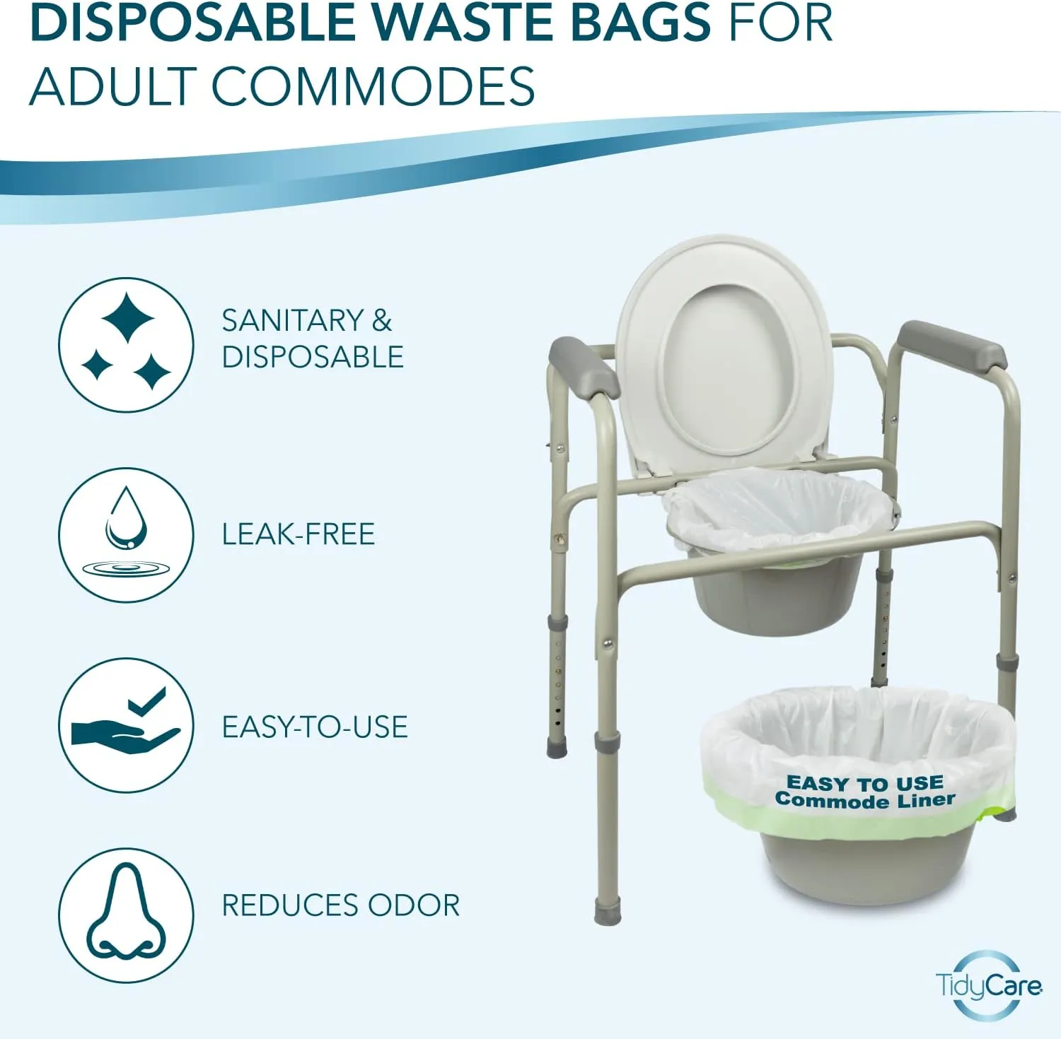 Bedside Commode Liners for Portable Toilet Chair Bucket and Bedpan | Value Pack of 192 Disposable Waste Bags for Adults in Medical Care | Universal Fit Portable Toilet Liners