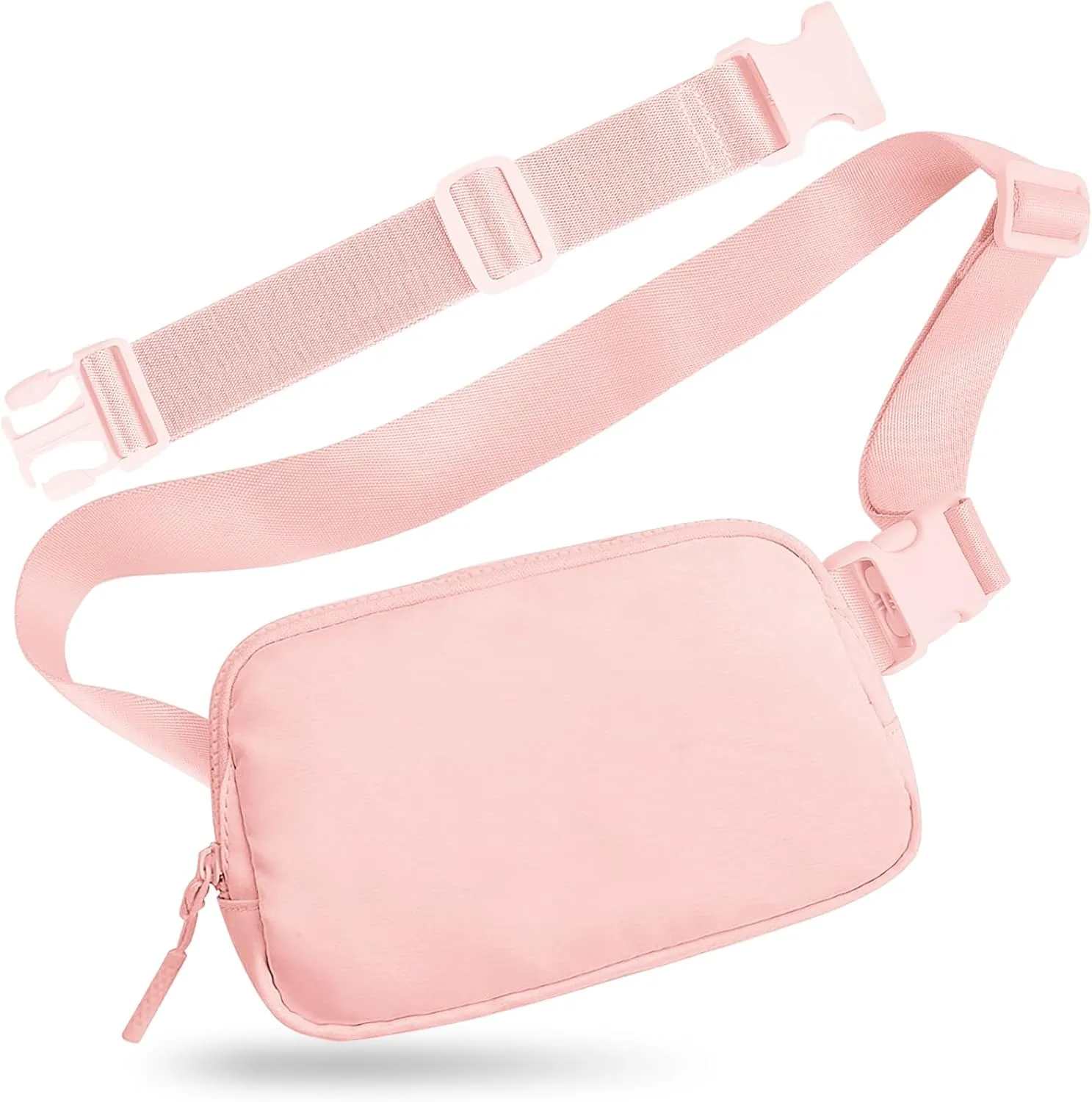 Belt Bag with Extender Strap 65'', Plus Size Fanny Pack Crossbody Bags for Women Men, Mini Everywhere Belt Bag, Fashion Small Waist Pouch (Pink   strap)
