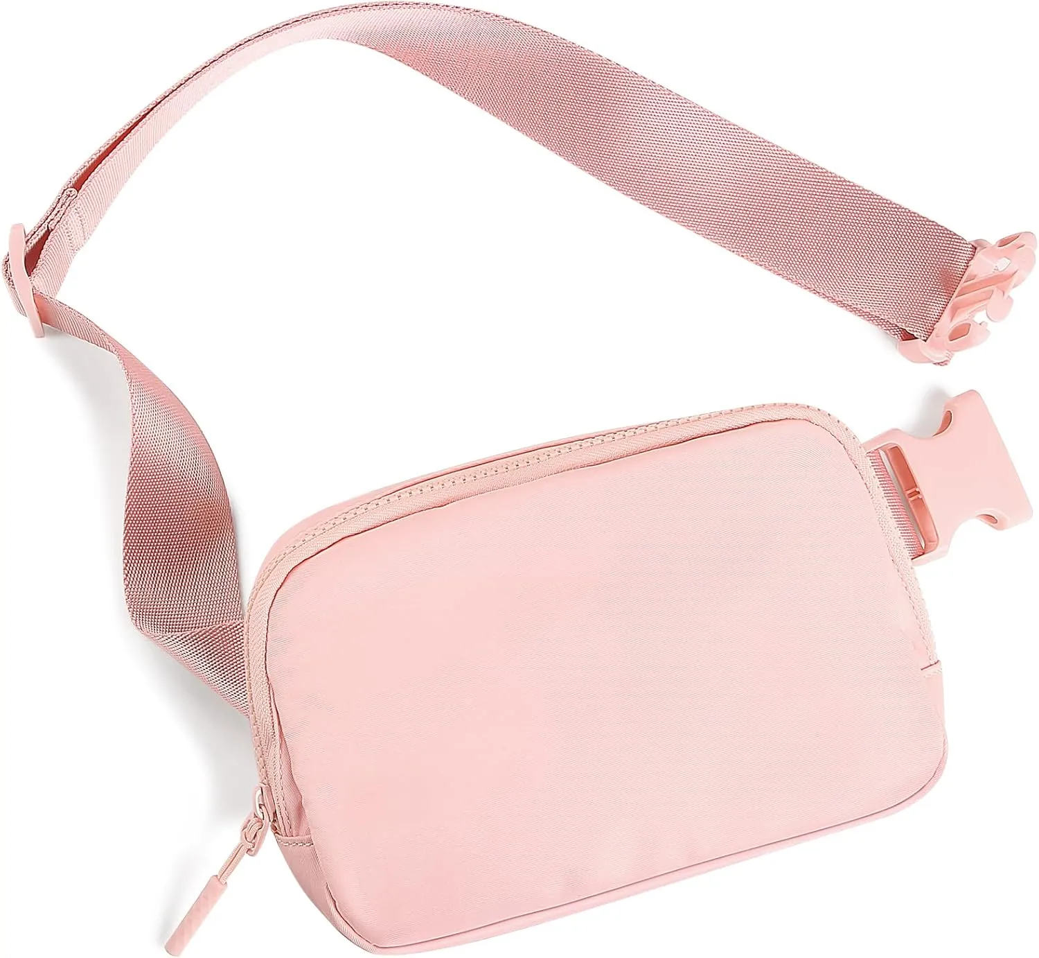 Belt Bag with Extender Strap 65'', Plus Size Fanny Pack Crossbody Bags for Women Men, Mini Everywhere Belt Bag, Fashion Small Waist Pouch (Pink   strap)