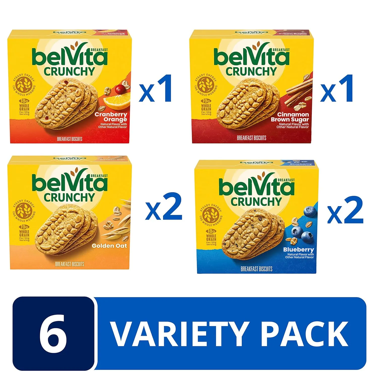 belVita Breakfast Biscuits Variety Pack, 4 Flavors, 6 Boxes of 5 Packs (30 Total Packs)
