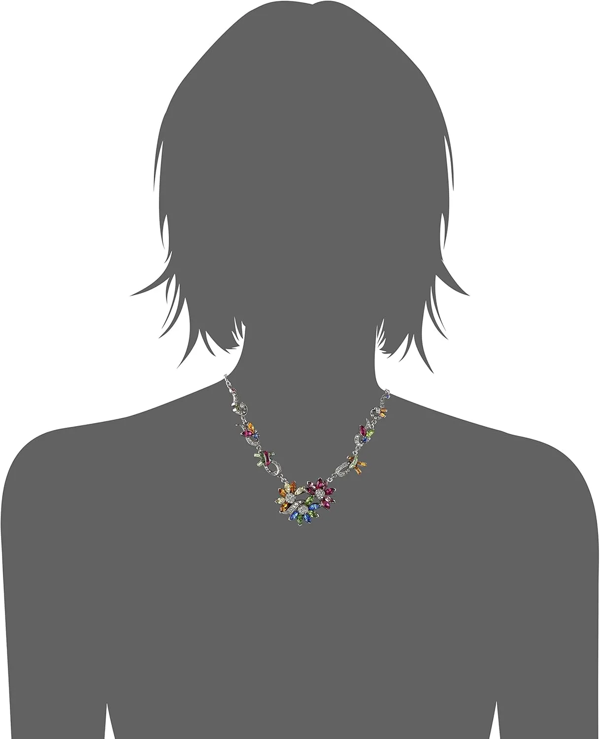 Ben-Amun Jewelry Crystal Collage Swarovski Multi-Color Pendant Necklace, 18" Length, 7.5" Width, 1.5" Height