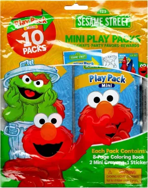 Bendon Sesame Street Mini Play Packs, Each with Mini Coloring Book, 2 Mini Crayons, and a Sticker,10-Pack (Sesame Street)