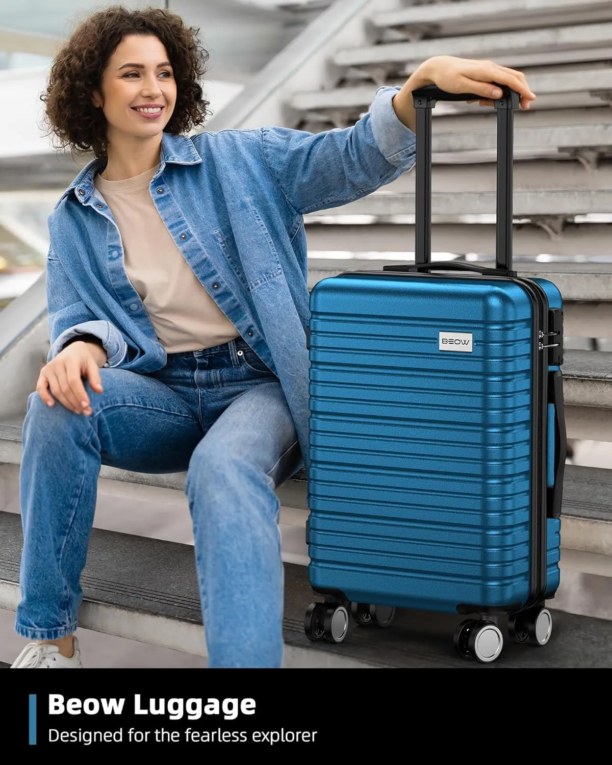 BEOW 4 Piece Luggage Sets For Men Women with Spinner Wheels, Durable Polycarbonate Hardside Expandable Suitcase Sets 4 Pcs, Stylish Lightweight Travel Luggage with TSA Lock,16 20 24 28 Inch Navy Blue