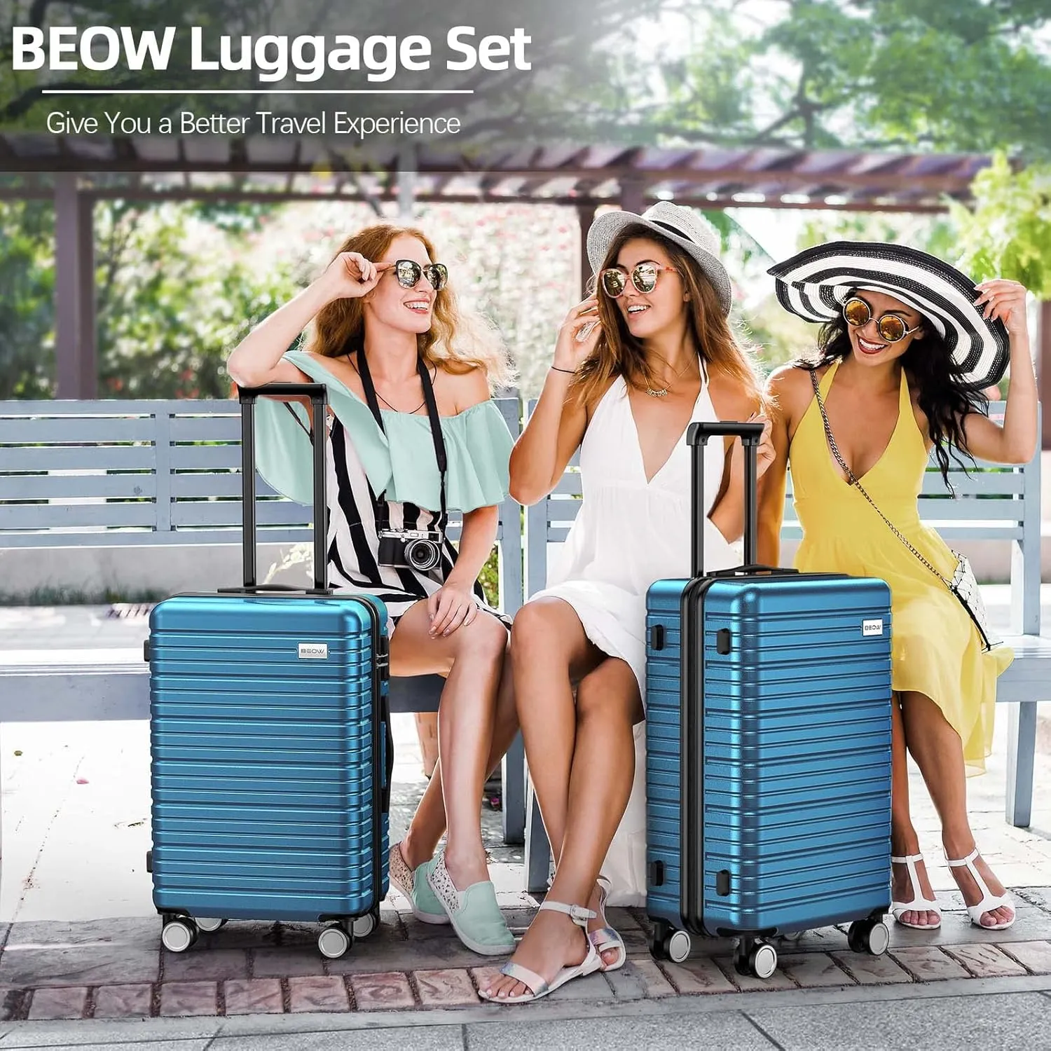 BEOW 4 Piece Luggage Sets For Men Women with Spinner Wheels, Durable Polycarbonate Hardside Expandable Suitcase Sets 4 Pcs, Stylish Lightweight Travel Luggage with TSA Lock,16 20 24 28 Inch Navy Blue
