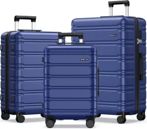 BEOW Luggage Sets 3 Piece For Men Women Expandable Hard Sided Suitcase Sets 3 Pcs With Durable Spinner Wheels Lightweight Zipper Luggage With TSA Lock Travel Luggage Set 20/24/28 Inch, Deep Blue