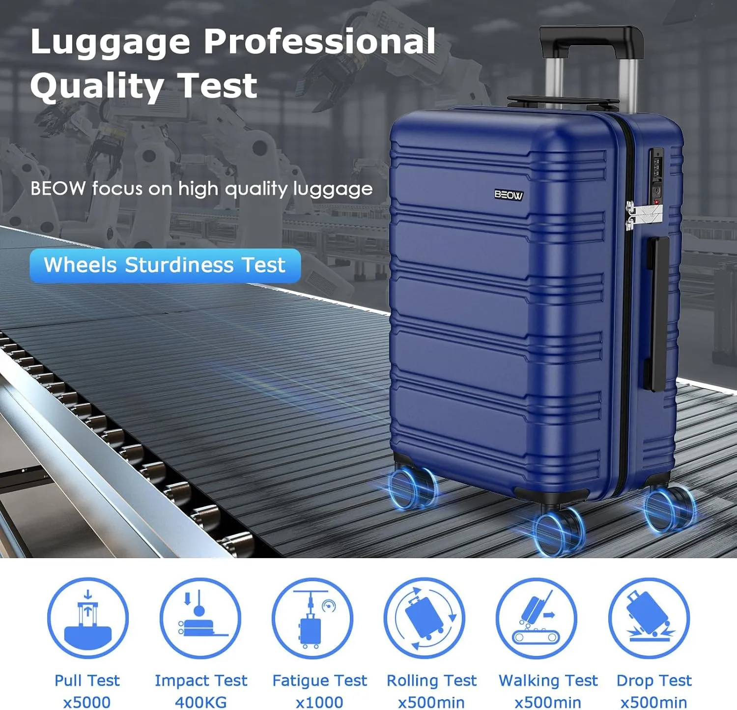 BEOW Luggage Sets 3 Piece For Men Women Expandable Hard Sided Suitcase Sets 3 Pcs With Durable Spinner Wheels Lightweight Zipper Luggage With TSA Lock Travel Luggage Set 20/24/28 Inch, Deep Blue
