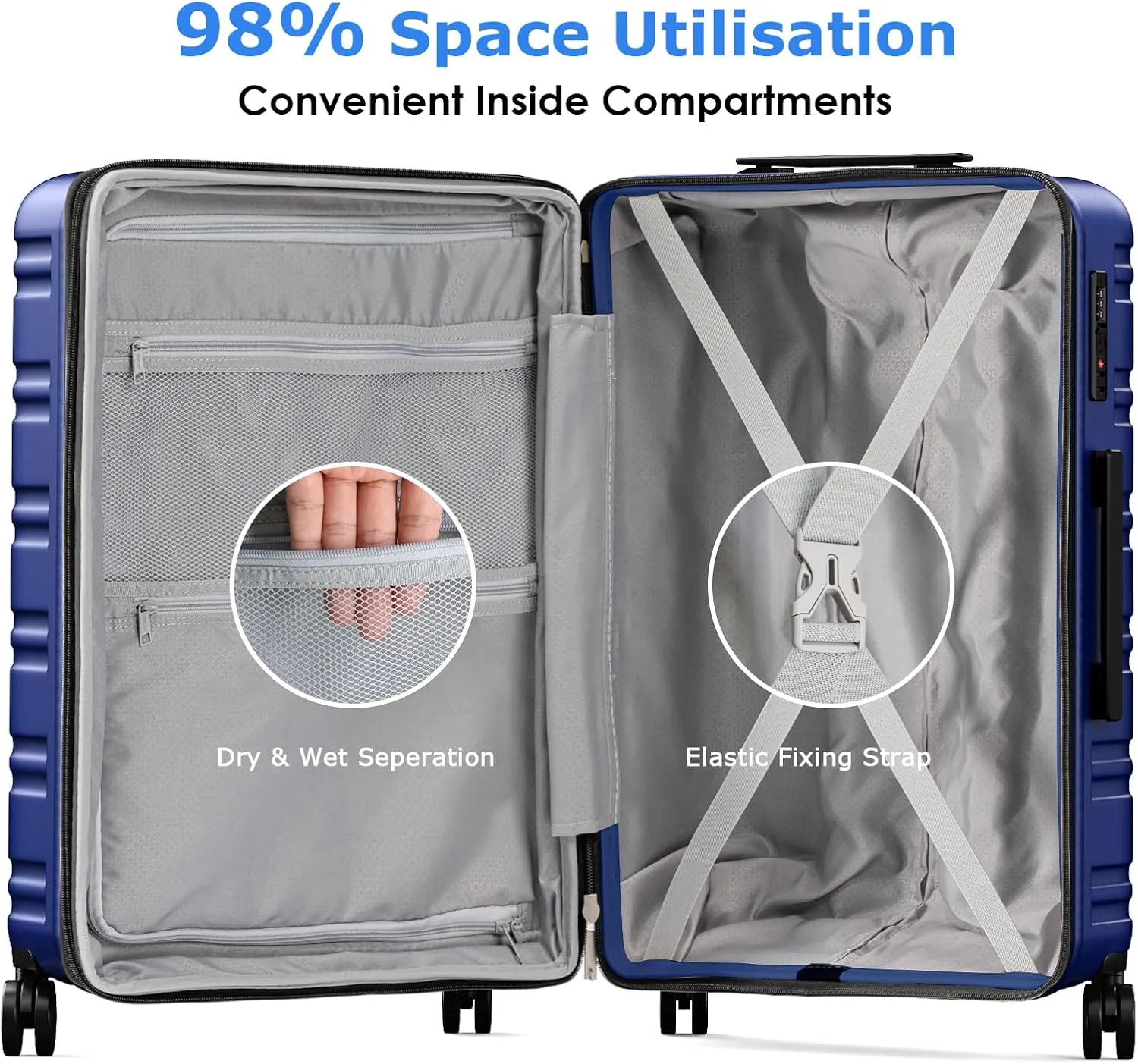 BEOW Luggage Sets 3 Piece For Men Women Expandable Hard Sided Suitcase Sets 3 Pcs With Durable Spinner Wheels Lightweight Zipper Luggage With TSA Lock Travel Luggage Set 20/24/28 Inch, Deep Blue