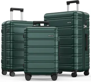 BEOW Luggage Sets 3 Piece For Men Women Expandable Hard Sided Suitcase Sets 3 Pcs With Durable Spinner Wheels Lightweight Zipper Luggage With TSA Lock Travel Luggage Set ArmyGreen 20/24/28 Inch