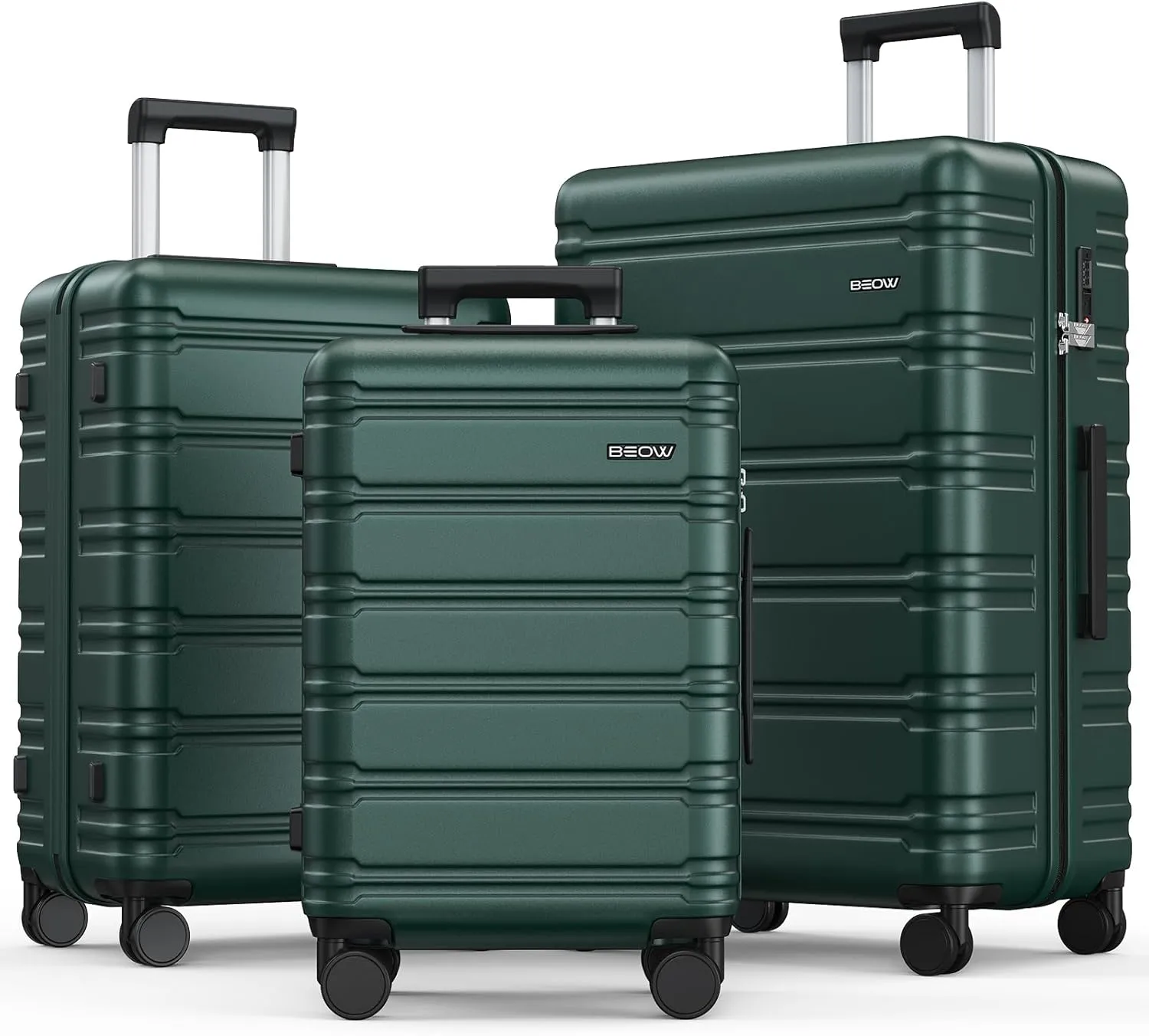 BEOW Luggage Sets 3 Piece For Men Women Expandable Hard Sided Suitcase Sets 3 Pcs With Durable Spinner Wheels Lightweight Zipper Luggage With TSA Lock Travel Luggage Set ArmyGreen 20/24/28 Inch