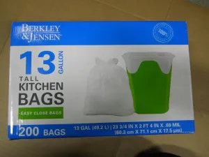 Berkley& Jensen 13 Gallon Tall Kitchen Bags 200