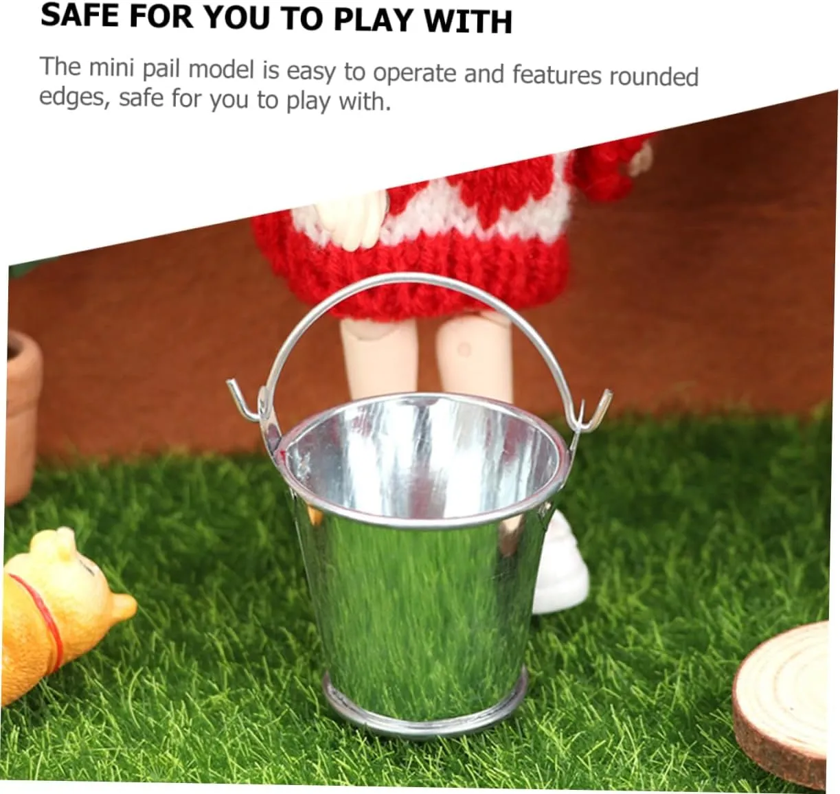 BESPORTBLE 2sets Dollhouse Galvanized Bucket Miniature Garden Set Mini Barrel for Mini House Decor 6pcs*2
