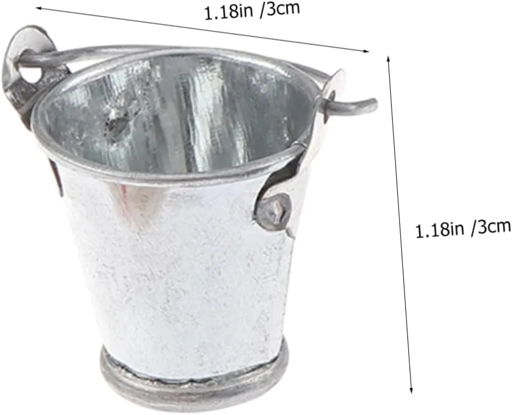 BESPORTBLE 2sets Dollhouse Galvanized Bucket Miniature Garden Set Mini Barrel for Mini House Decor 6pcs*2