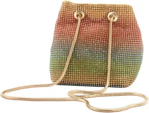 BESPORTBLE Stylish Rhinestone Evening Bag Compact Bucket Handbag Women's Shoulder Bag for Special Events