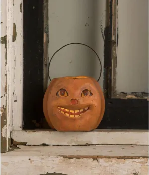 Bethany Lowe Vintage Grinning Mini Pumpkin Bucket