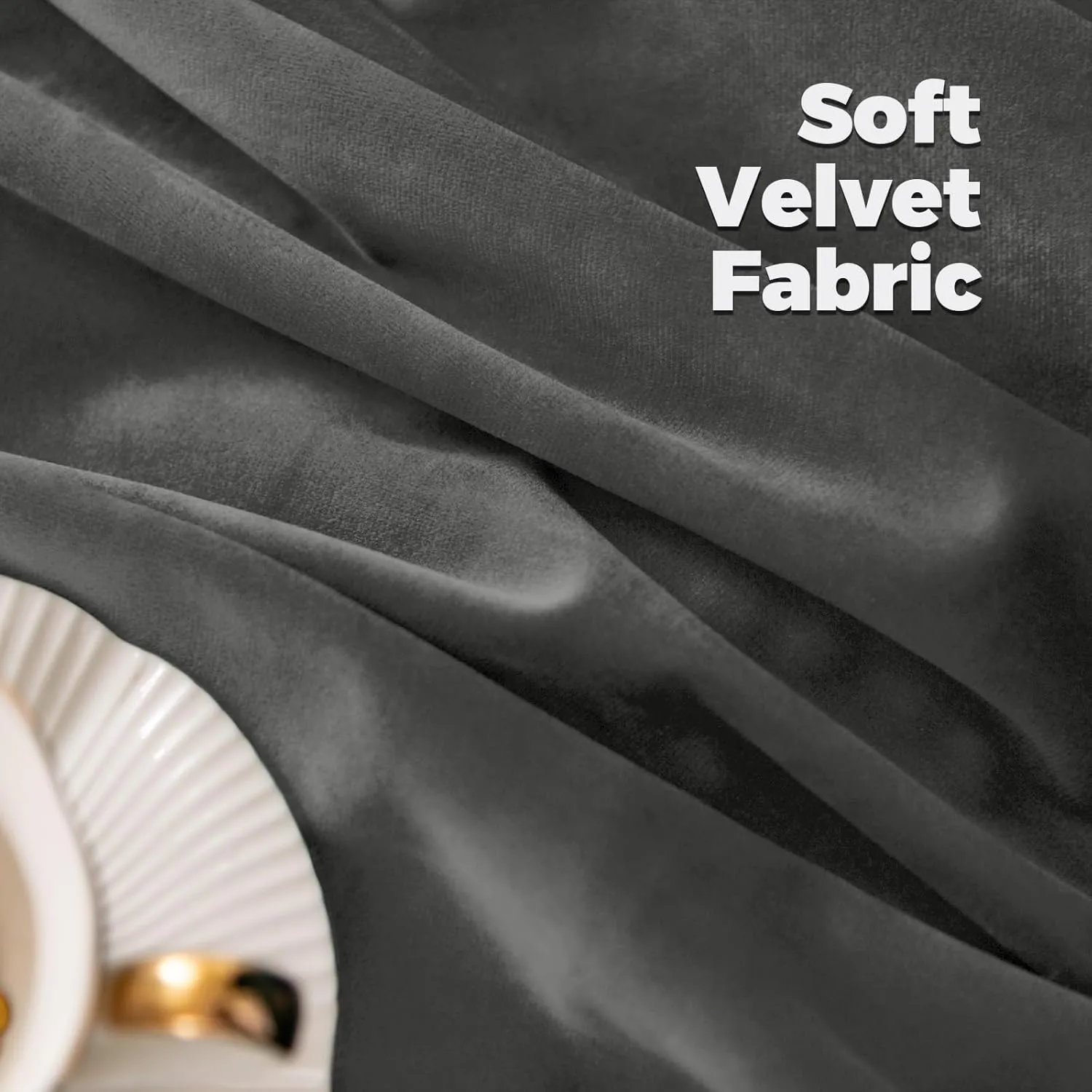 BGment Grey Velvet Curtains 84 inches Long, Thermal Insulated Blackout Velvet Curtains Noise Reduce Back Tab and Rod Pocket Luxury Panels for Bedroom/Living Room, 2 Panels, 52 x 84 Inch