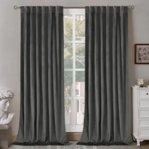 BGment Grey Velvet Curtains 84 inches Long, Thermal Insulated Blackout Velvet Curtains Noise Reduce Back Tab and Rod Pocket Luxury Panels for Bedroom/Living Room, 2 Panels, 52 x 84 Inch