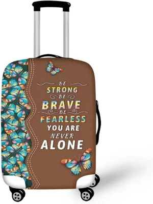 Bigcardesigns Art Butterflies Text Luggage Cover for 18-20 Inch Elastic Washable Stretch Suitcase Protector Anti-Scratch Butterflies Travel Suitcase Cover