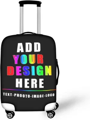 Bigcardesigns Custom Luggage Cover for Travel Personalized Luggage Cover Customize Your Photo Text Logo Name Elastic Baggage Covers Washable Suitcase Sleeve Protector for Women Men