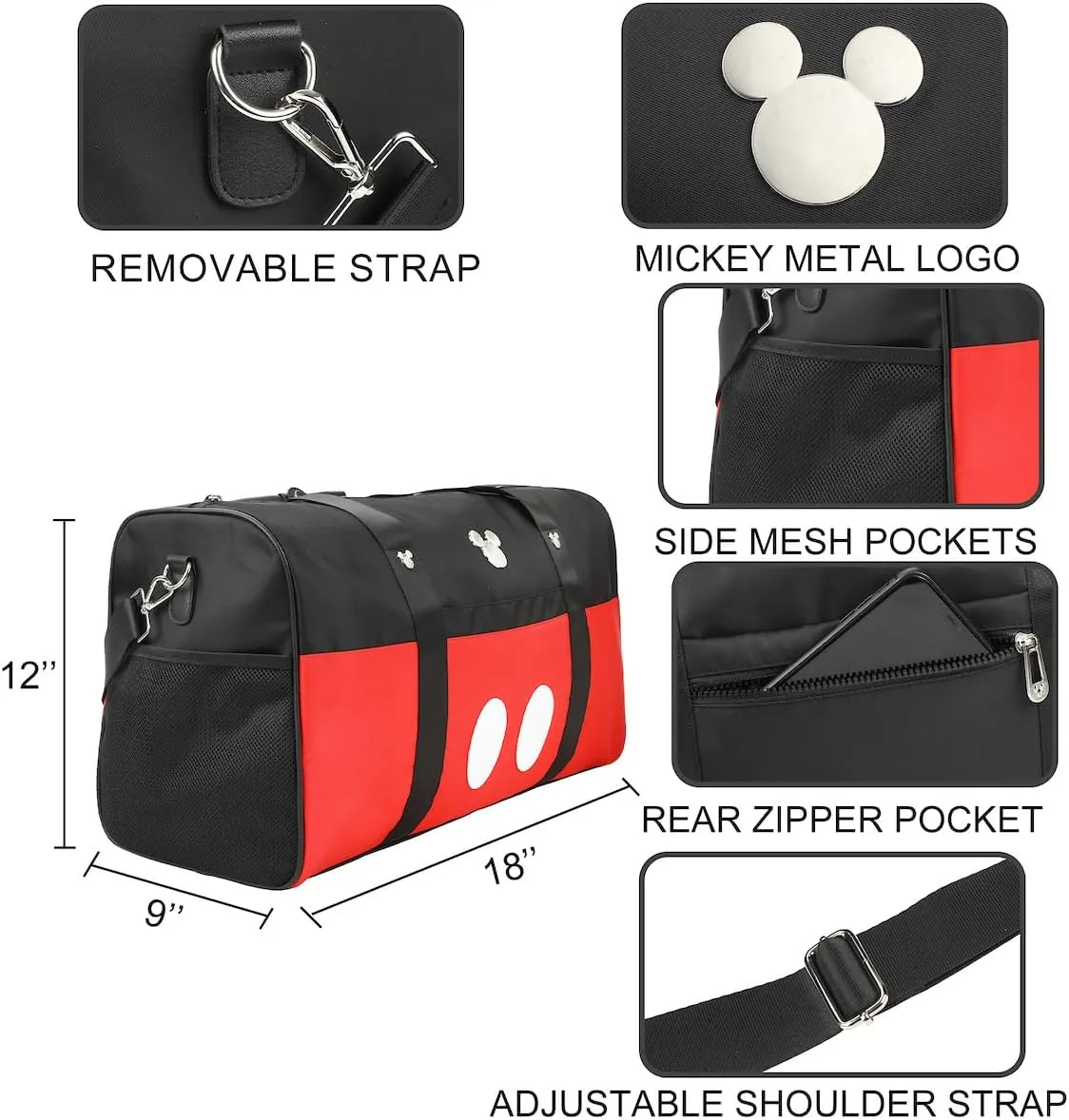 Bioworld Mickey Mouse Classic Shorts 5-Piece Luggage Set