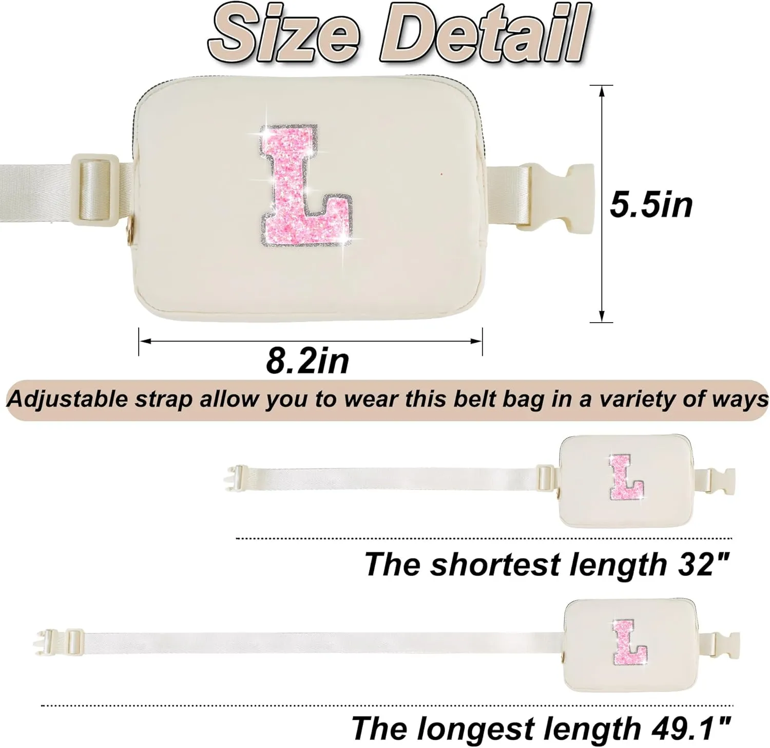 Birthday Gifts for 4 5 6 7 8 9 10 11 12 13 14 Year Old Girls - Fanny Pack Crossbody Bag Purse for Girls Kids Teens Daughter Sister,Personalized Belt Bag Cute Trendy Stuff | L,Cream Bag