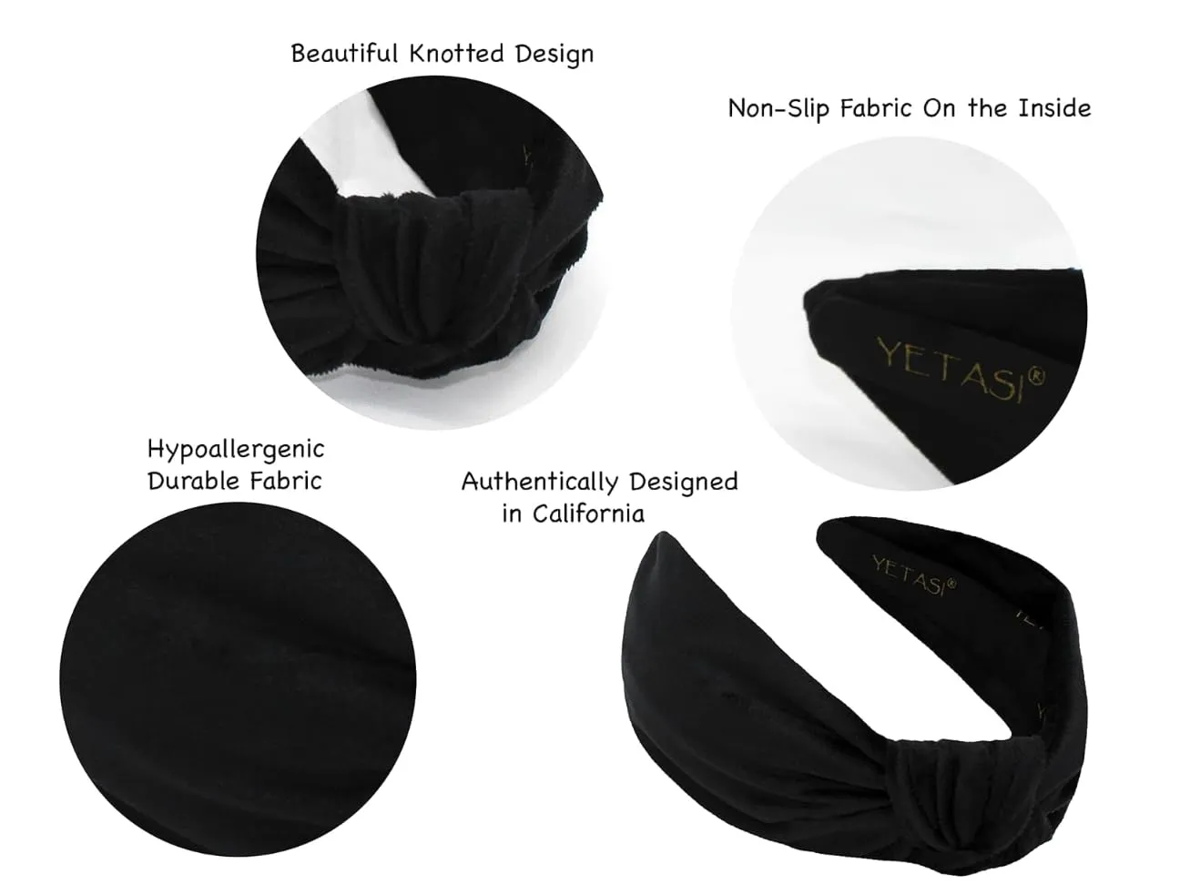 Black Velvet 2.5 Inches Thick Knotted Headband for Women Headbands Women Girls Trendy, Womens Headbands are Head band for Women's Hair, Cute Top Knot Fashion Designer