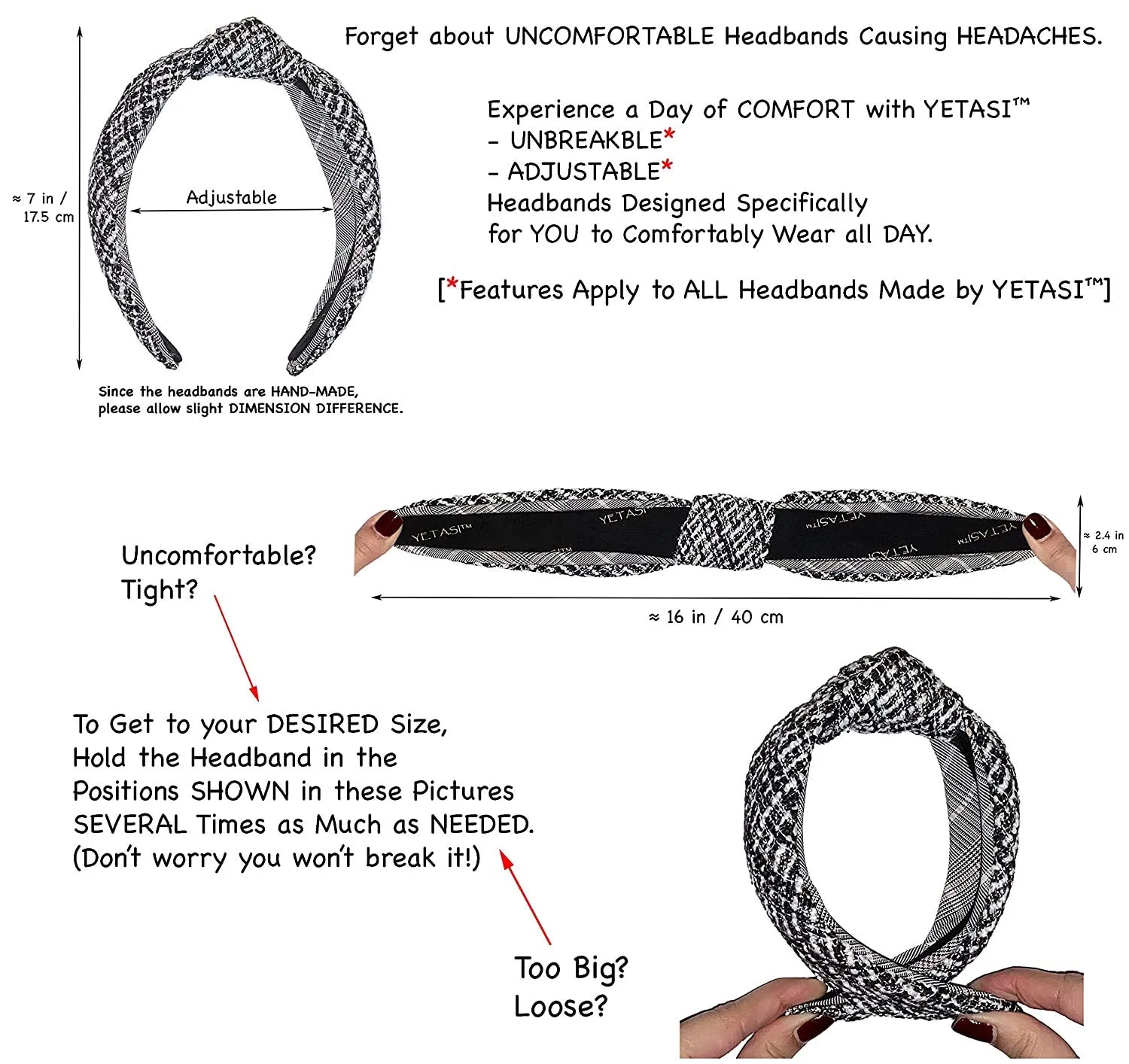 Black Velvet 2.5 Inches Thick Knotted Headband for Women Headbands Women Girls Trendy, Womens Headbands are Head band for Women's Hair, Cute Top Knot Fashion Designer