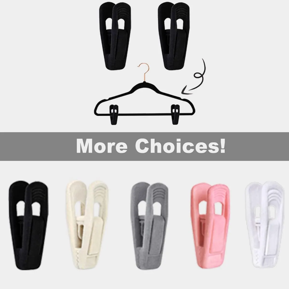 Black Velvet Hangers Clips (80-Pack), Non-Slip Strong Velvet Hangers Clips for Velvet Skirt Hangers, Velvet Pants Hanger Velvet Clips Fit for Thin Velvet Clothes Suit Hangers