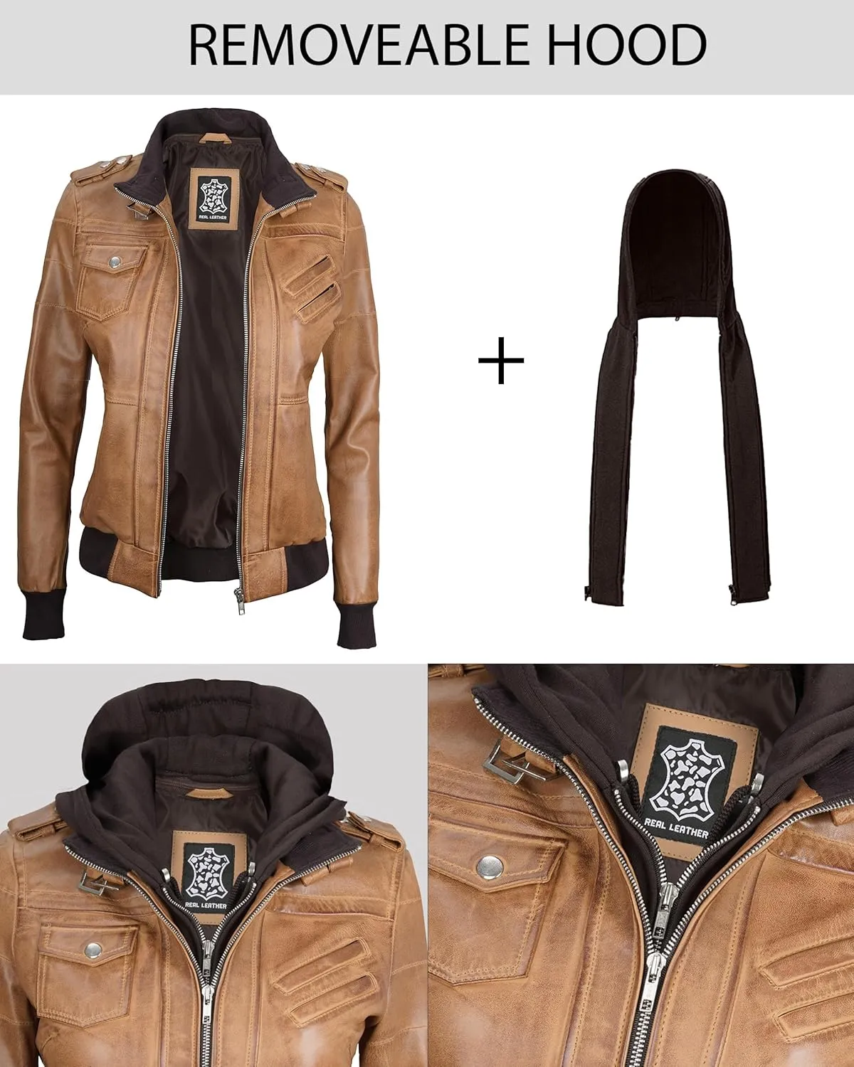 Blingsoul Leather Jacket Women - Real Lambskin Womens Leather Jackets With hood