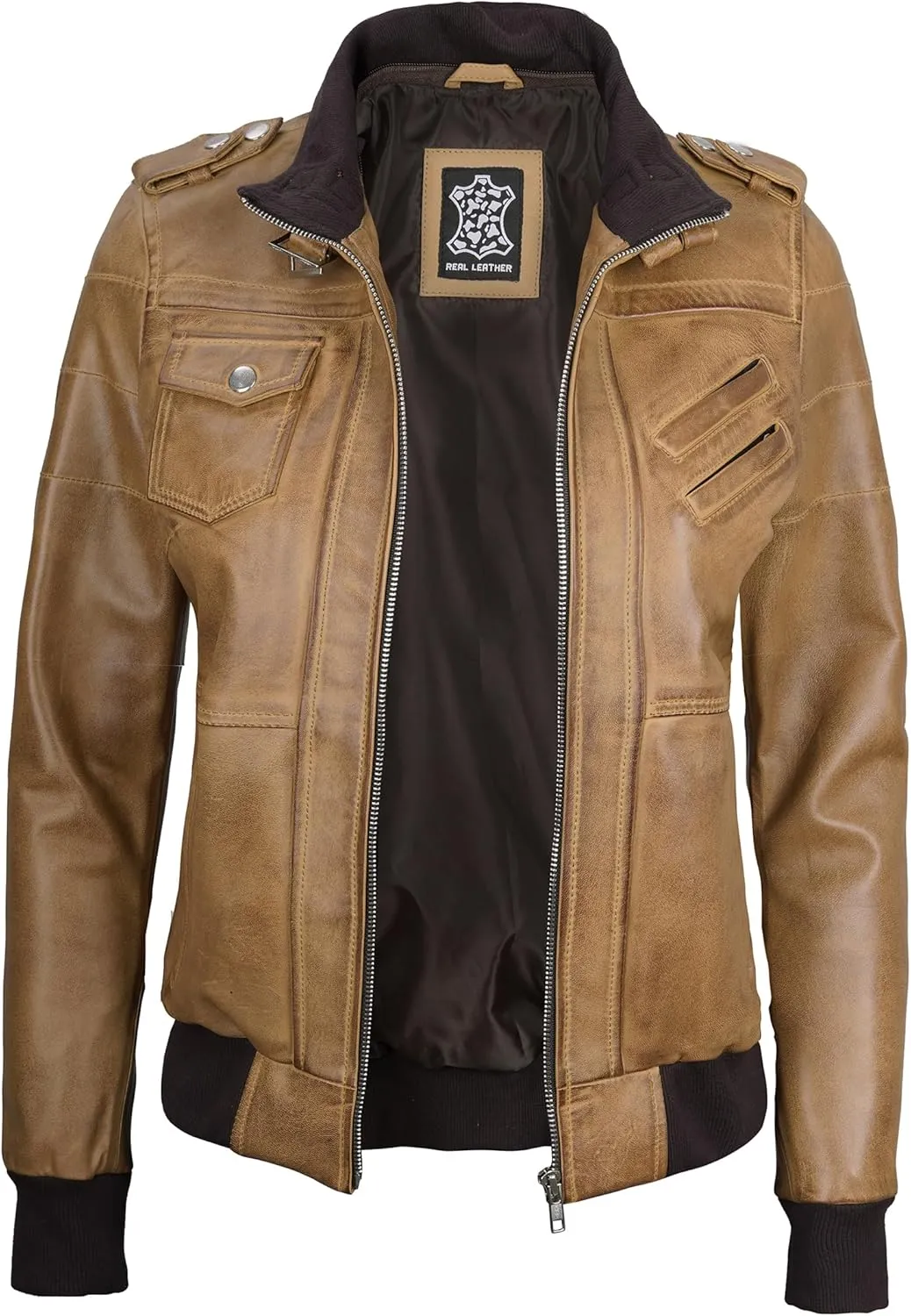Blingsoul Leather Jacket Women - Real Lambskin Womens Leather Jackets With hood